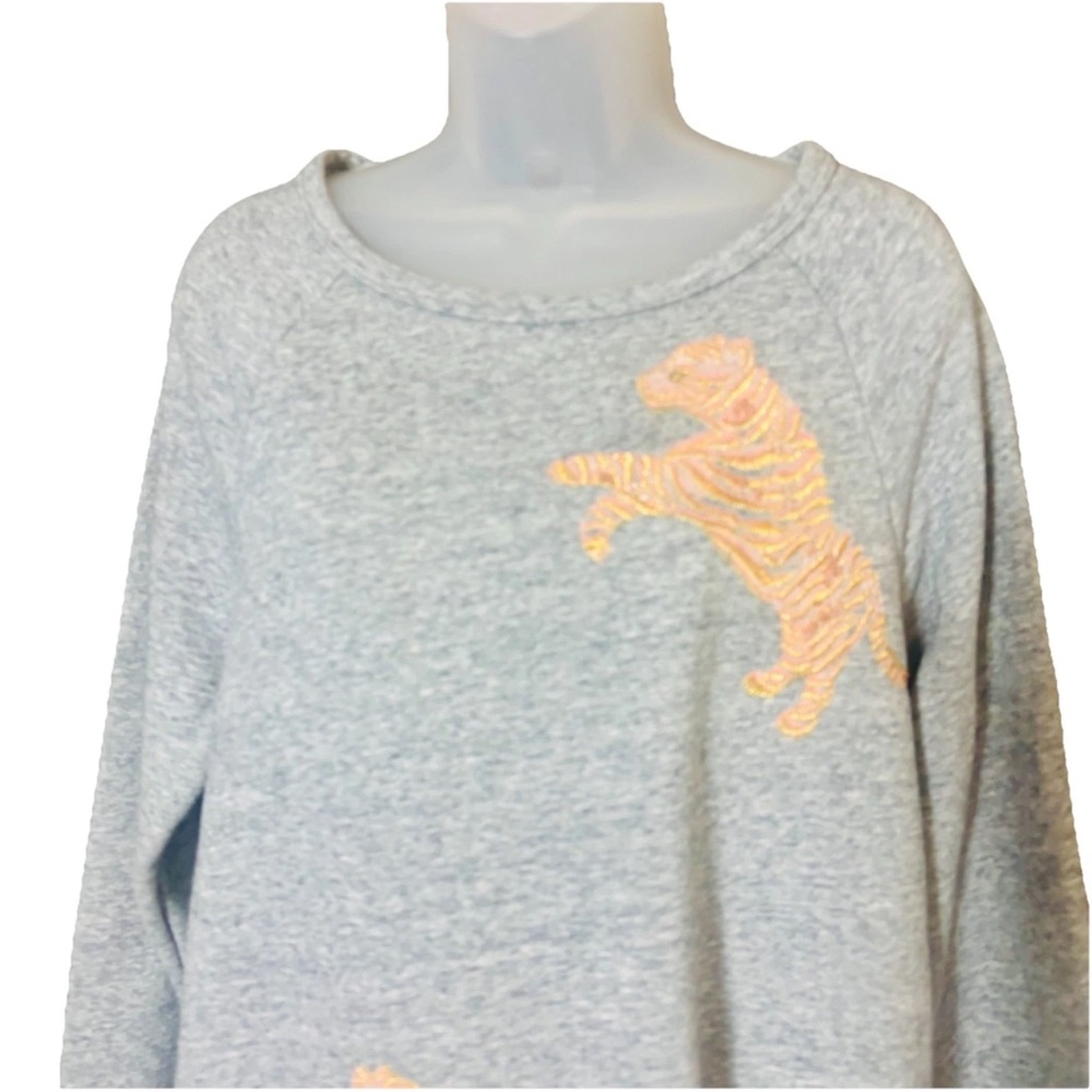 Anthropologie Akemi+Kin Gray Orange Sweatshirt Top Cotton Blend Size XS - Picture 3 of 14